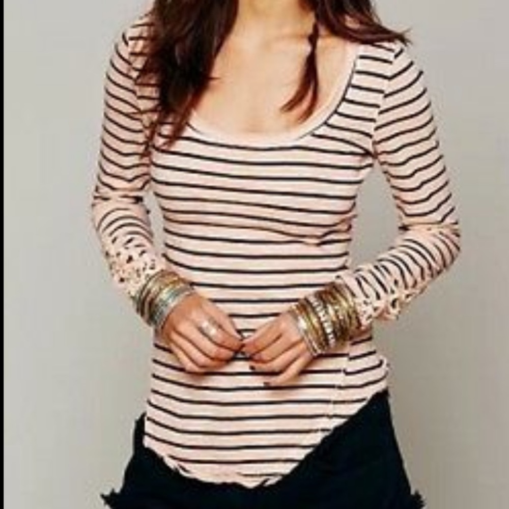 Free People Hard Candy Toosaloosa Pink Stripe Crew